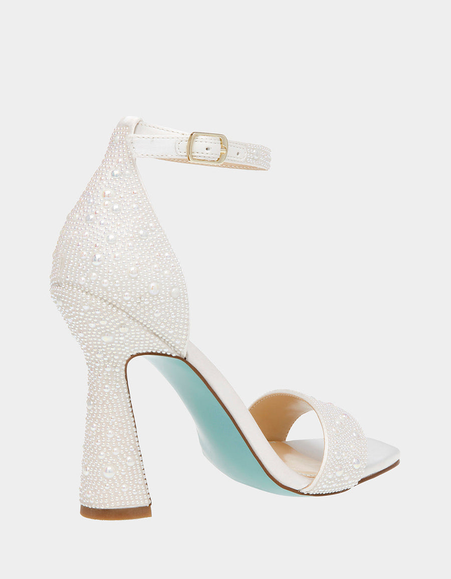Betsey Johnson Dani Heel Sandal in Ivory Pearl