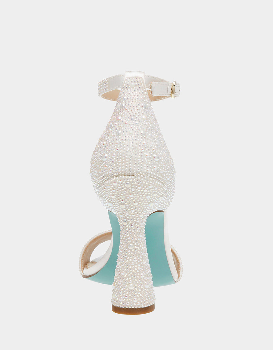 Betsey Johnson Dani Heel Sandal in Ivory Pearl