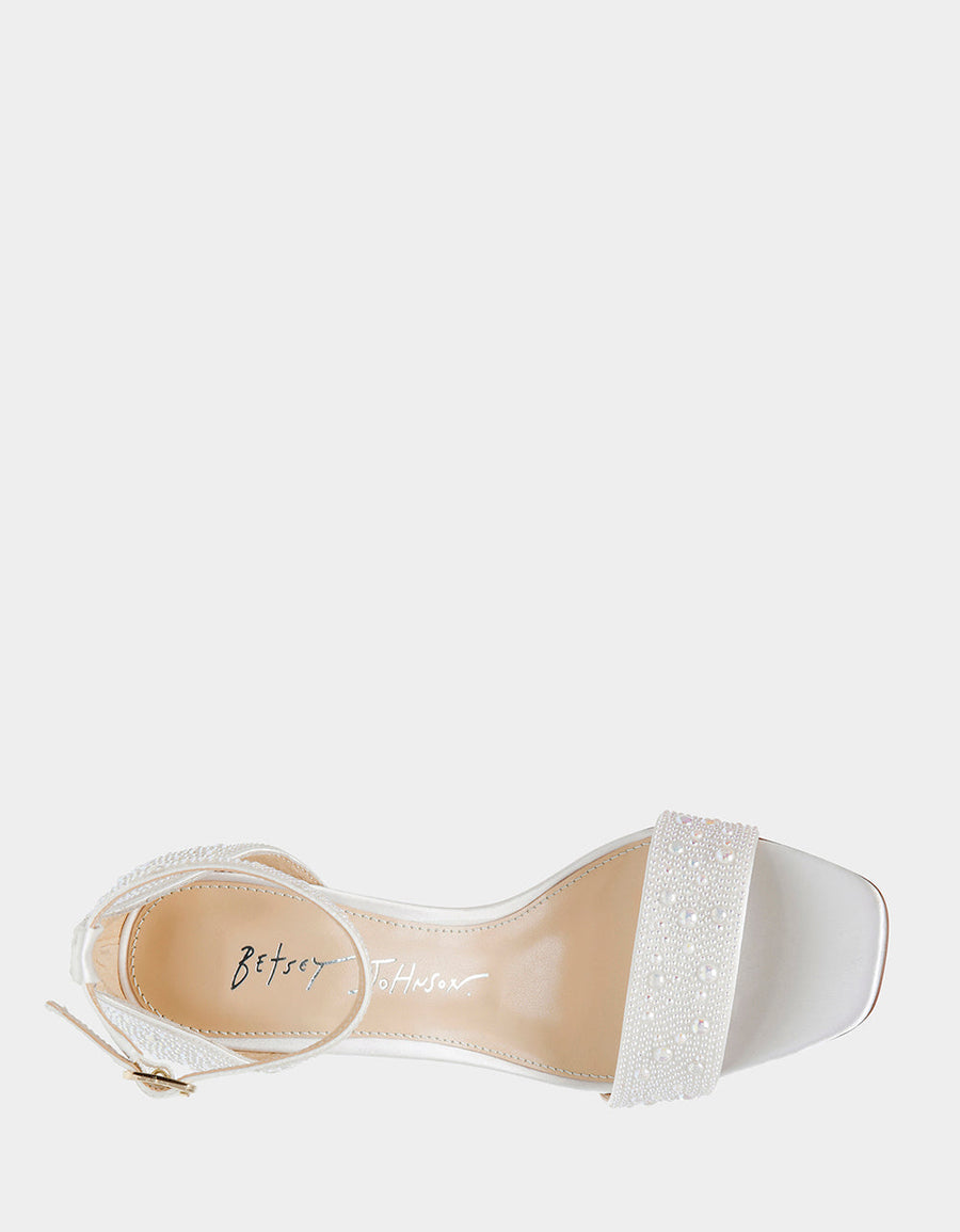 Betsey Johnson Dani Heel Sandal in Ivory Pearl