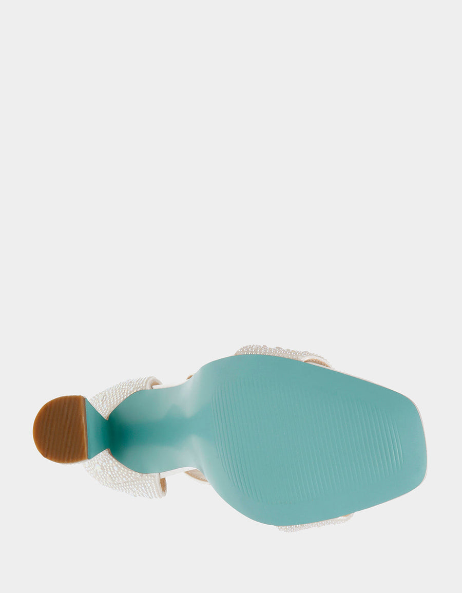 Betsey Johnson Dani Heel Sandal in Ivory Pearl