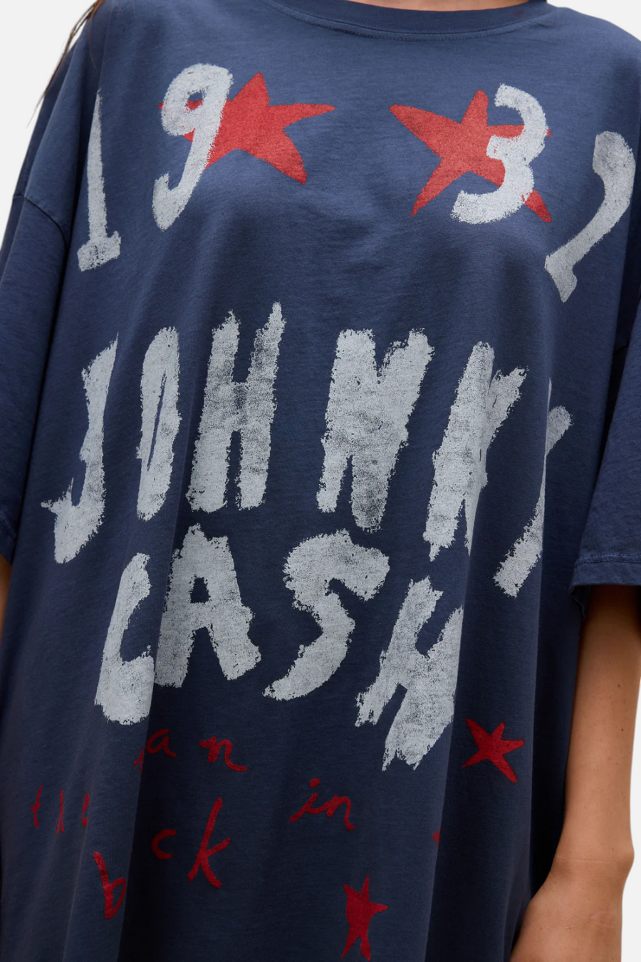 Daydreamer LA Johnny Cash Doodles One-Size Tee in Navy