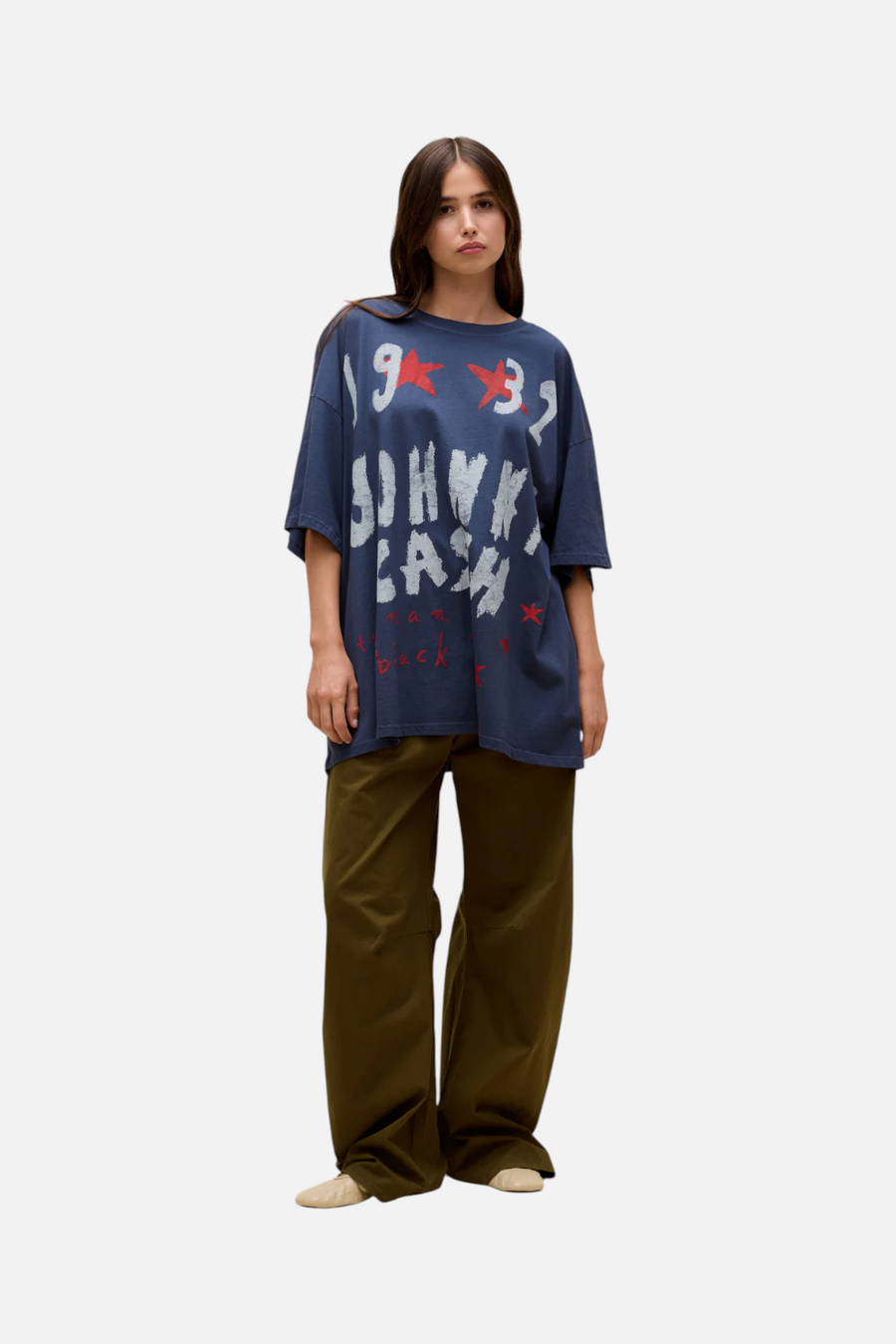 Daydreamer LA Johnny Cash Doodles One-Size Tee in Navy