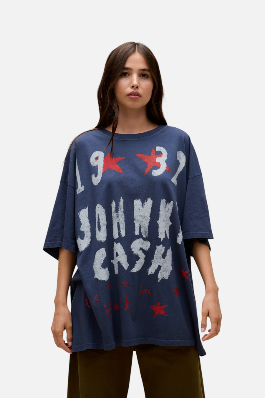 Daydreamer LA Johnny Cash Doodles One-Size Tee in Navy