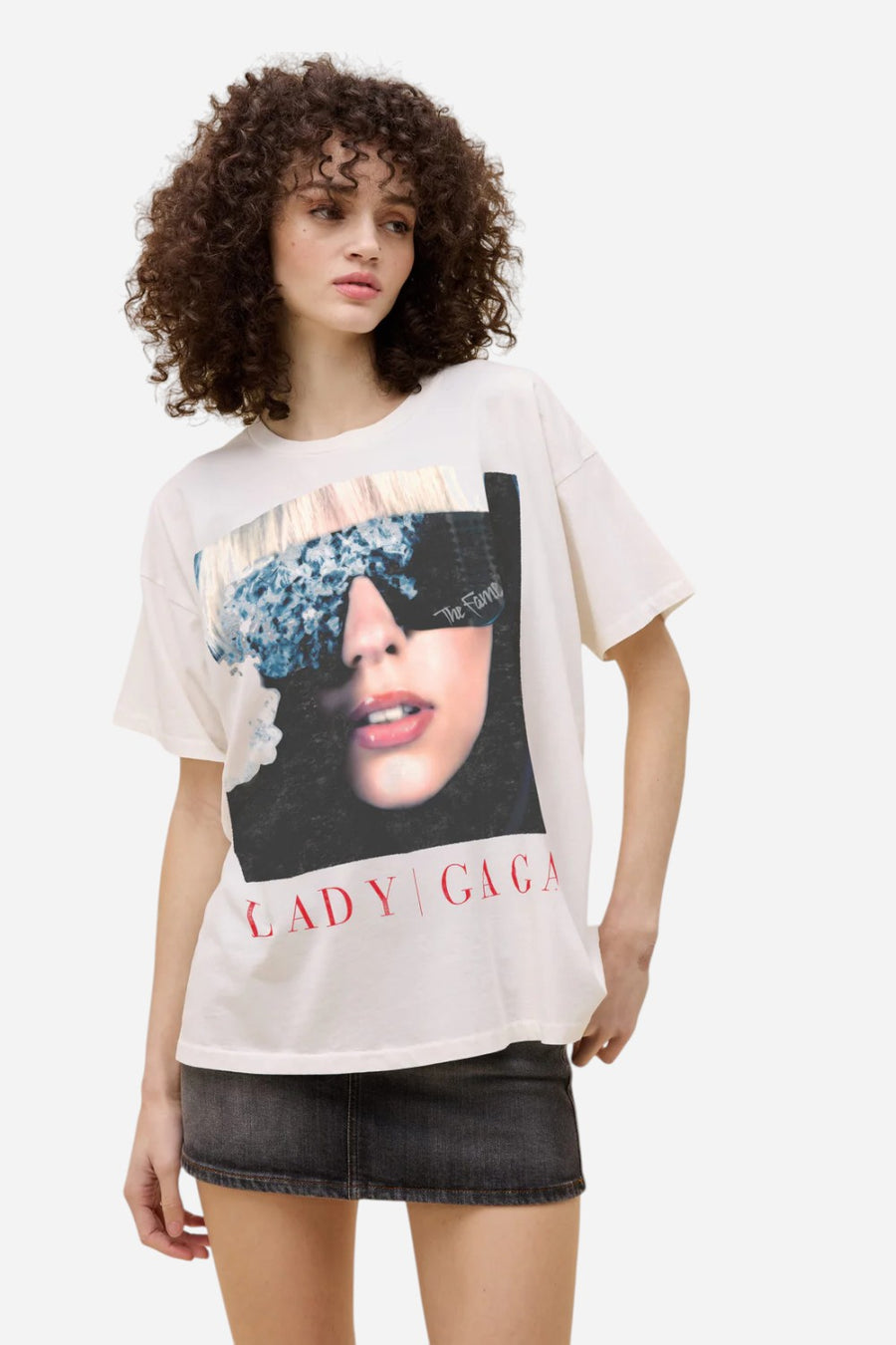 Daydreamer LA Lady Gaga The Fame Merch Tee in Vintage White