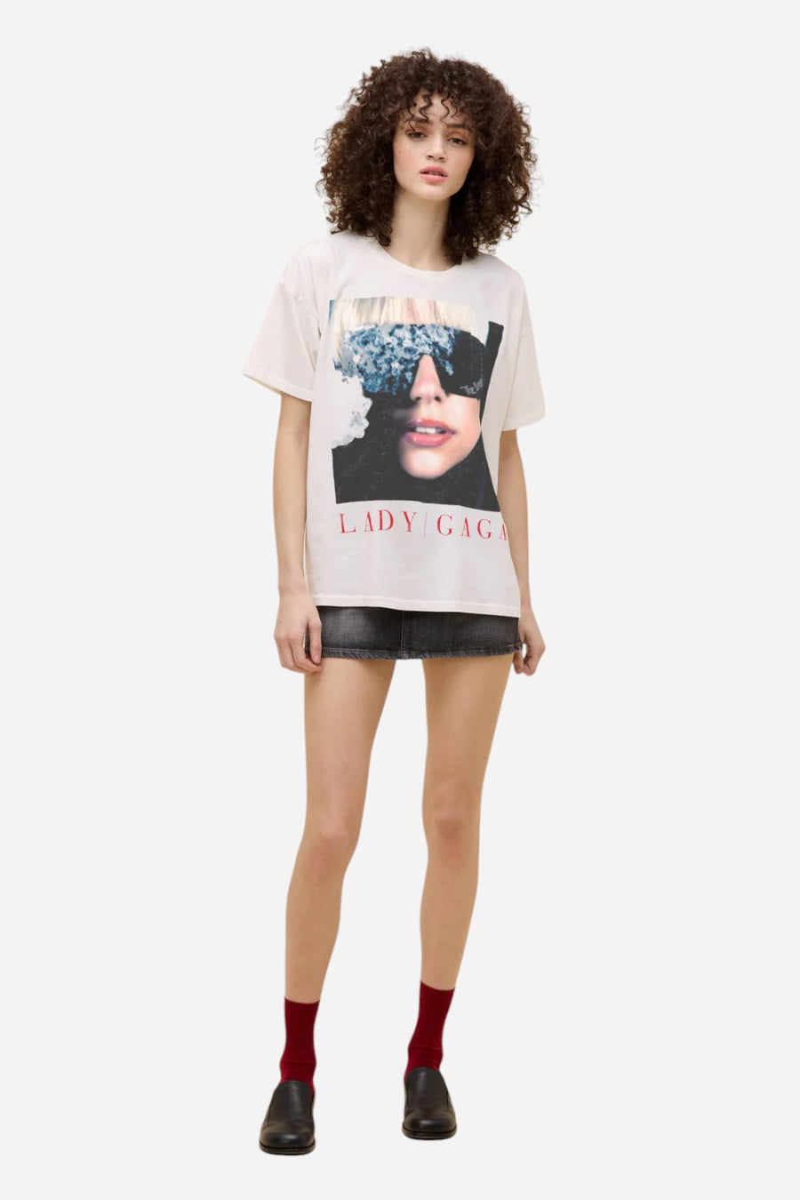 Daydreamer LA Lady Gaga The Fame Merch Tee in Vintage White