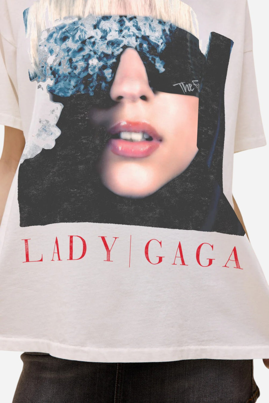 Daydreamer LA Lady Gaga The Fame Merch Tee in Vintage White