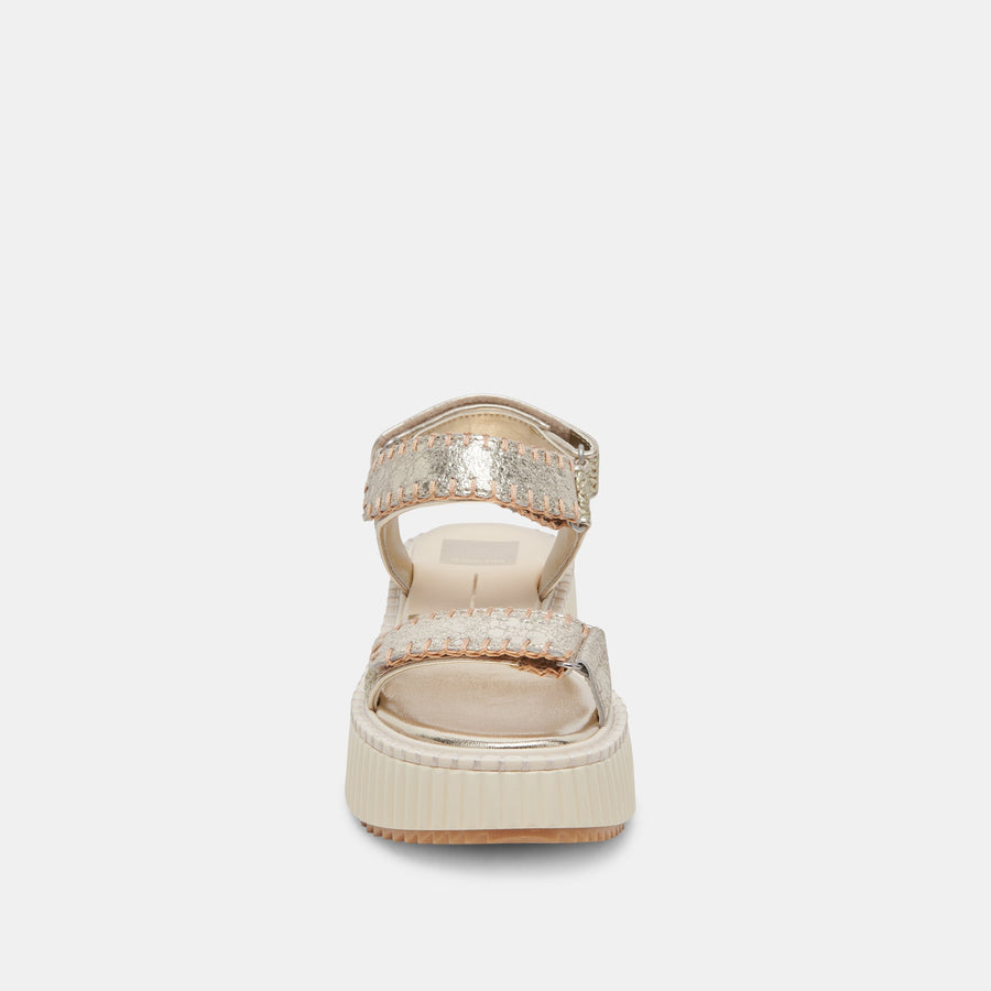 Dolce Vita Debra Platform Sandals in Platinum Distressed Leather