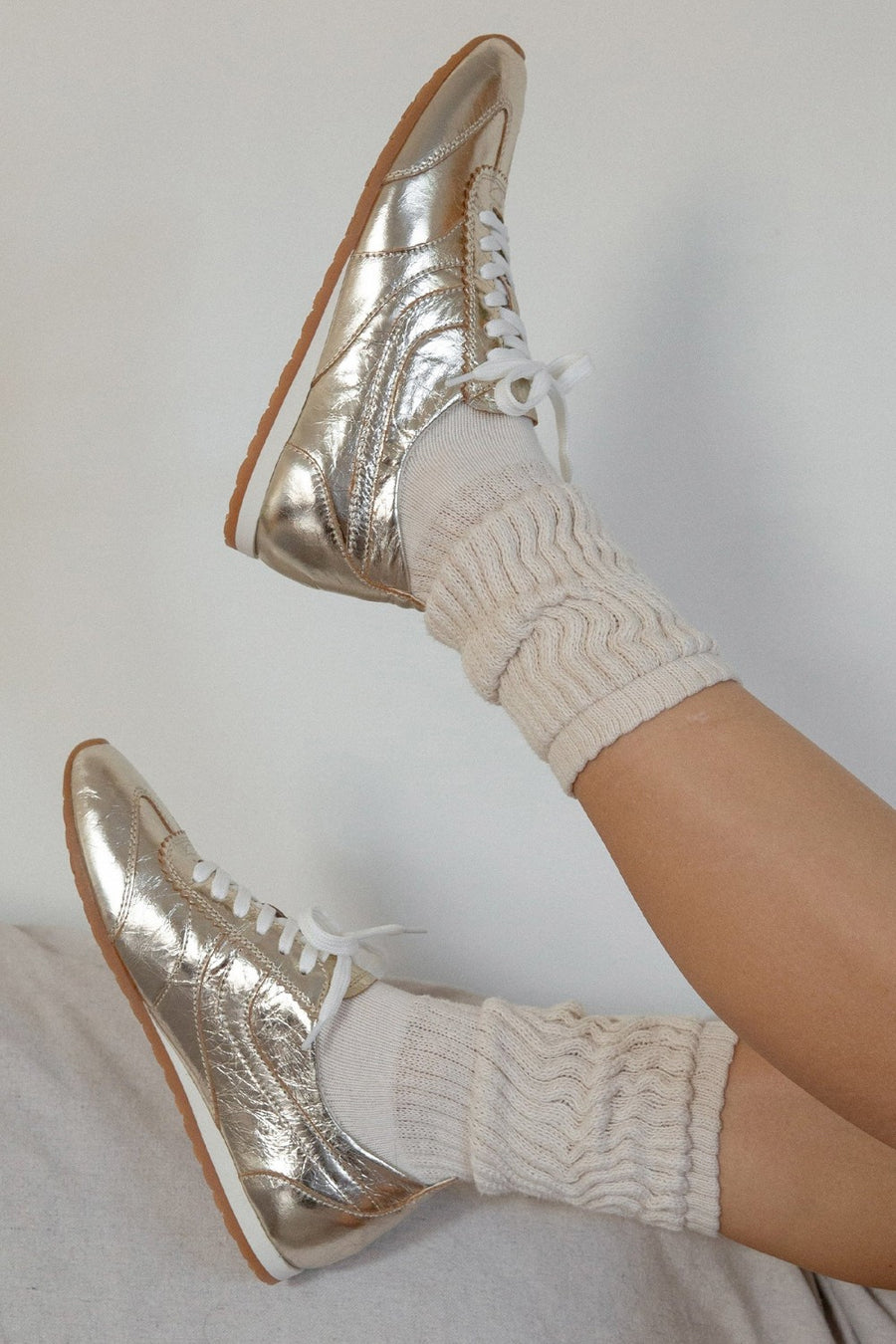 Dolce Vita Delany Sneakers in Light Gold Crinkle Patent
