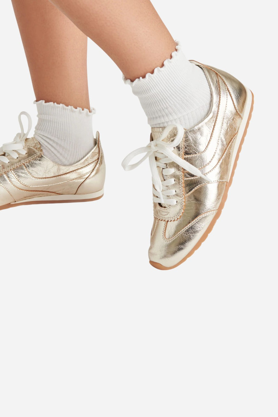 Dolce Vita Delany Sneakers in Light Gold Crinkle Patent