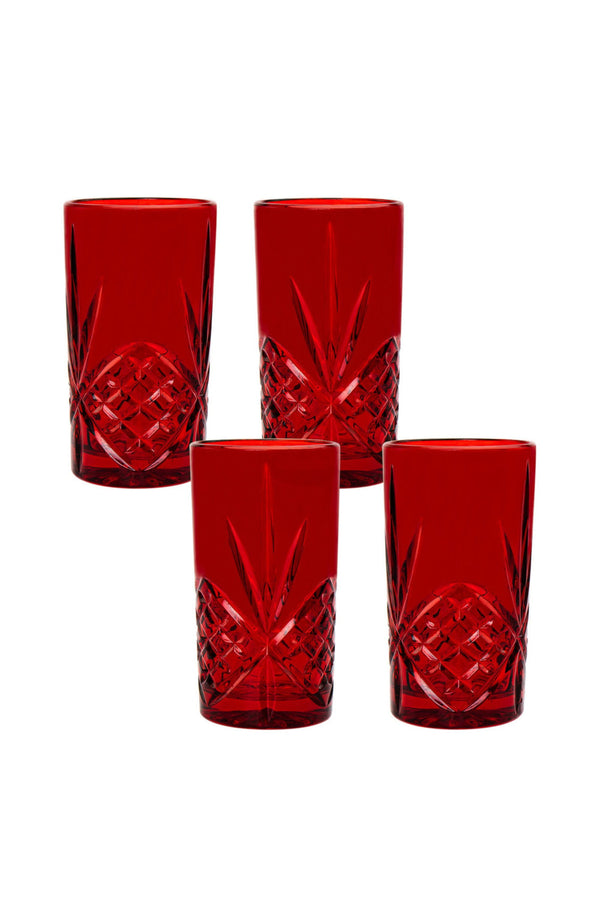 Godinger Dublin Crystal Red Highball, Set of 4