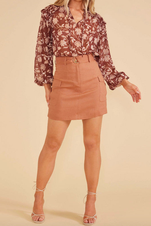 Dylan Belted Mini Skirt in Amber