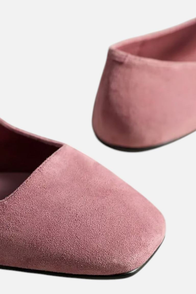 Jeffrey Campbell Elise Mary Jane Flats in Dusty Rose Suede – CHROME