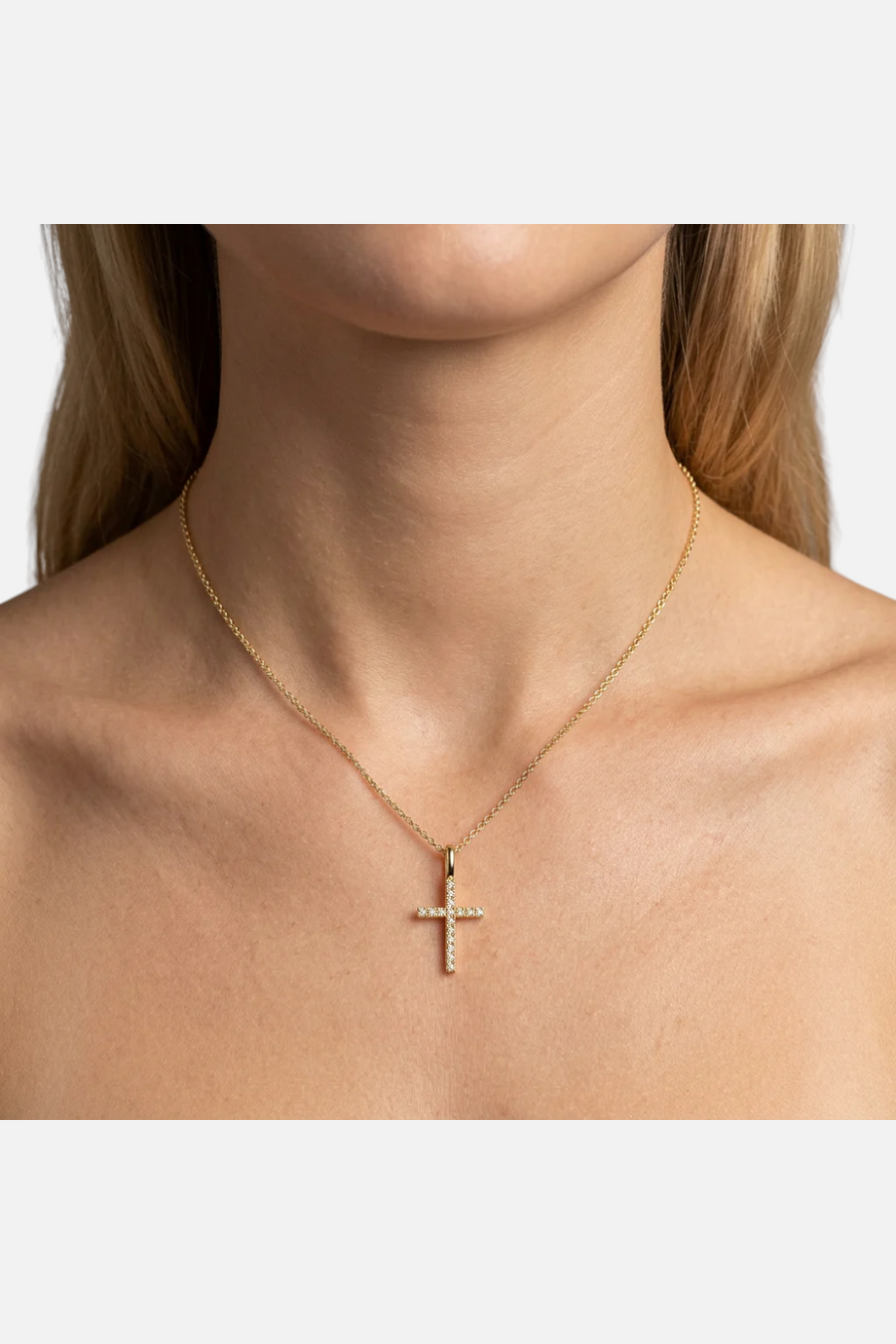 Ella Stein Believe Cross Pendant Necklace in Gold