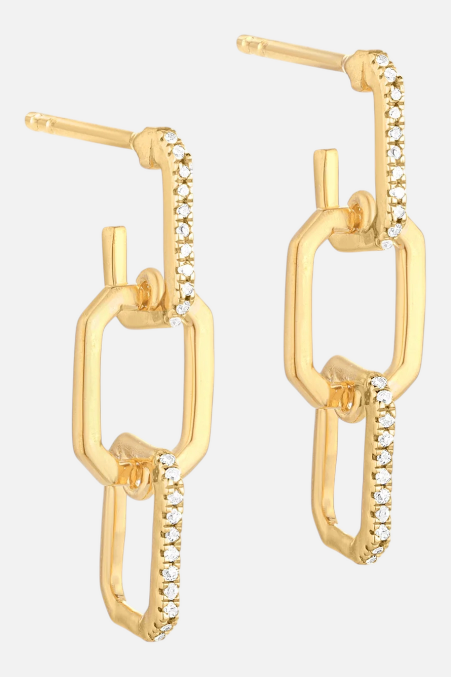 Ella Stein Waterproof Trio Link Drop Earrings in Gold – front view