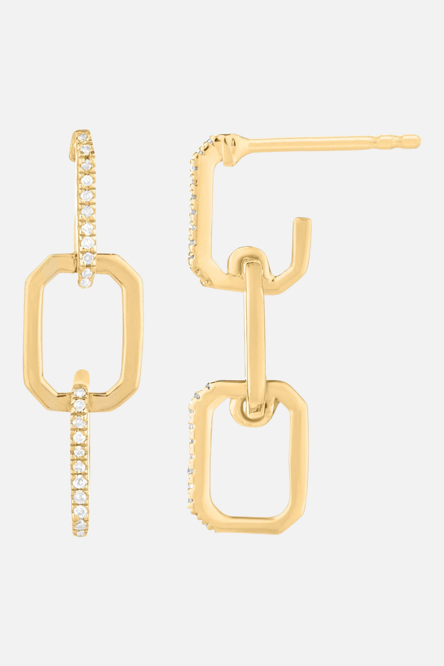 Ella Stein Waterproof Trio Link Drop Earrings in Gold – side view