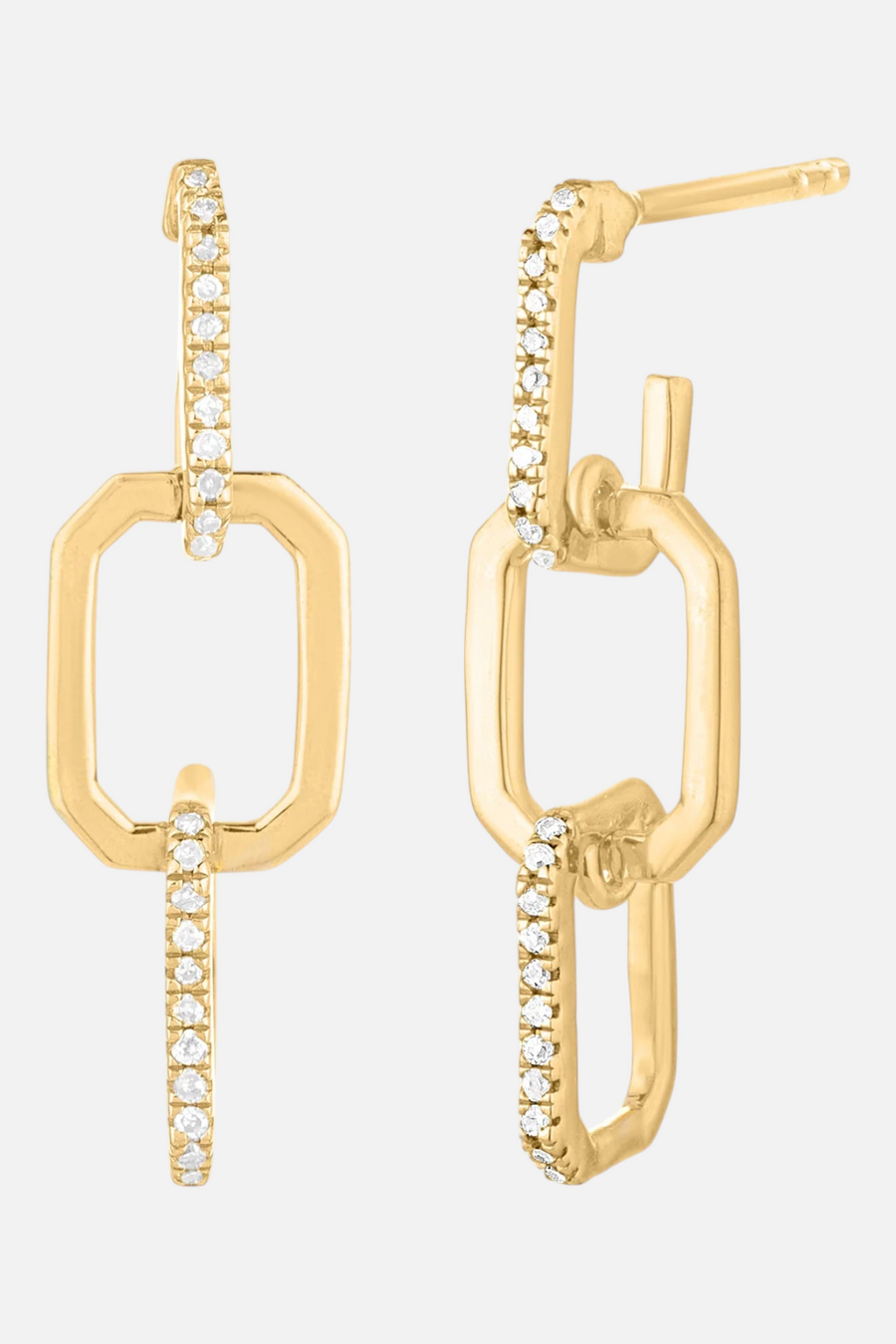 Ella Stein Waterproof Trio Link Drop Earrings in Gold – detail