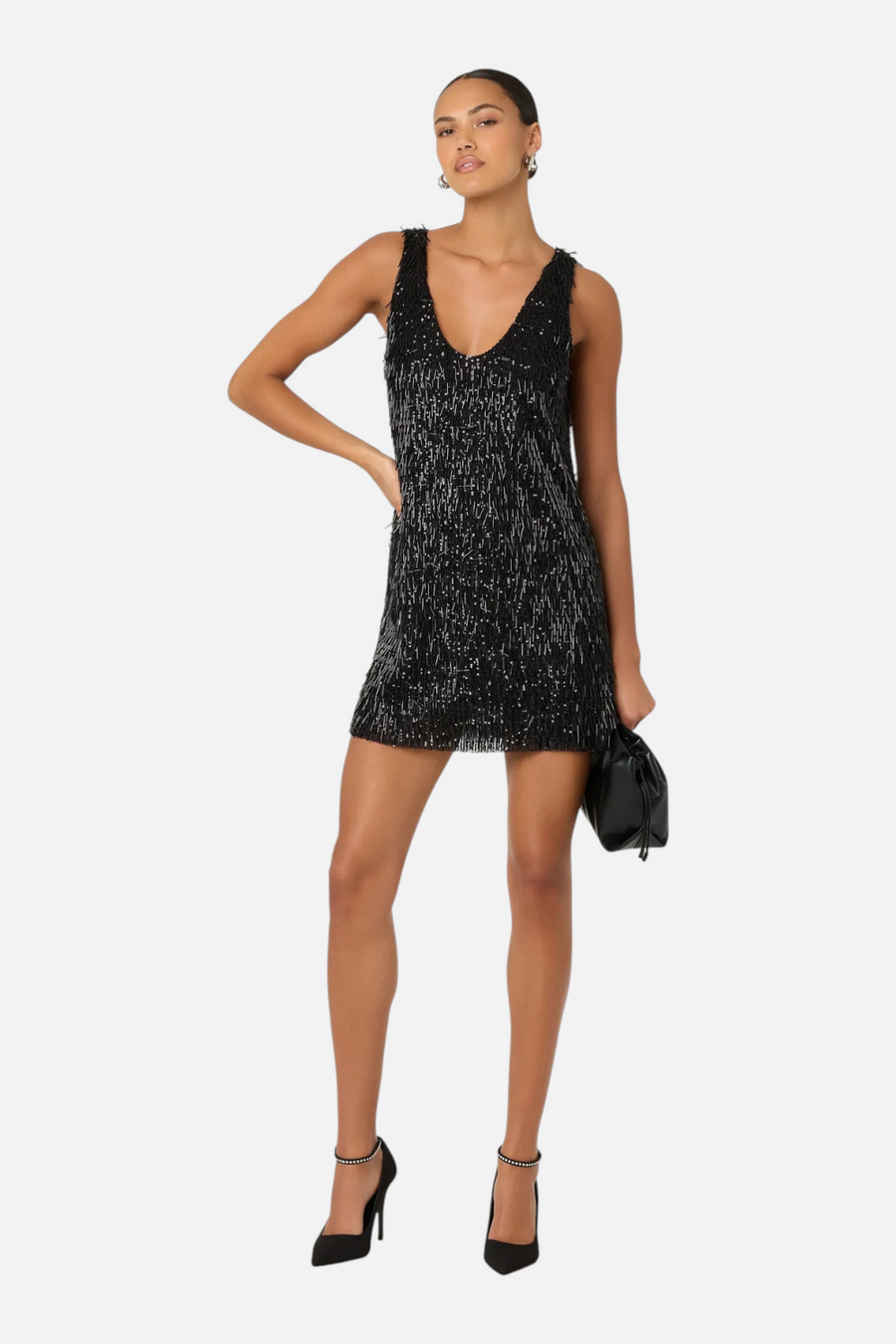 Astr the Label Emani Sequin Mini Dress in Black