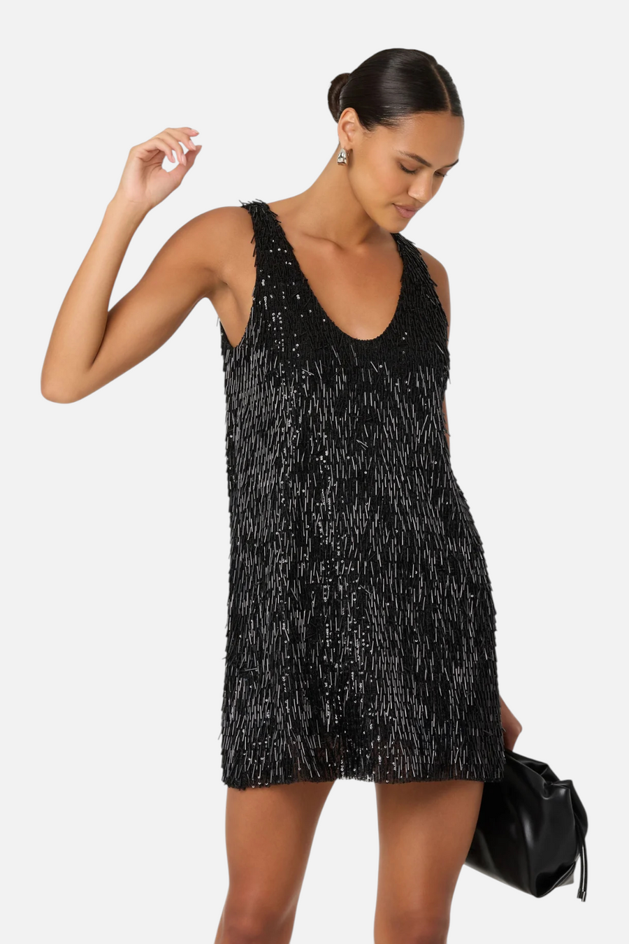 Astr the Label Emani Sequin Mini Dress in Black