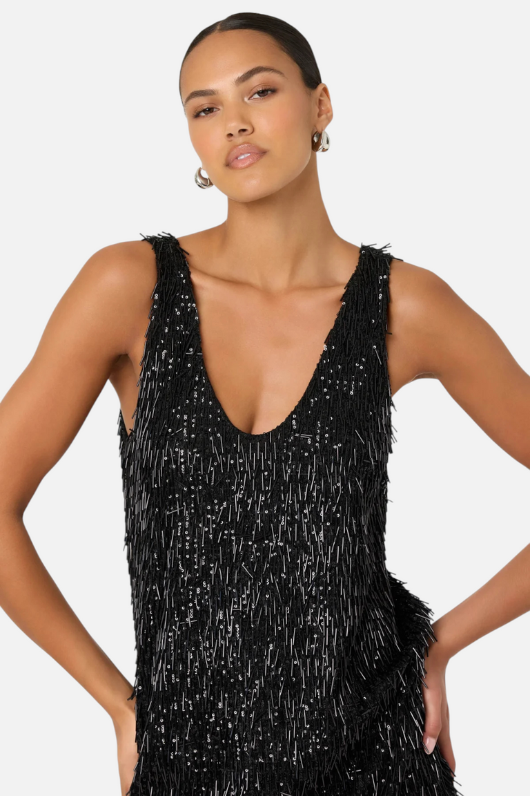 Astr the Label Emani Sequin Mini Dress in Black – CHROME