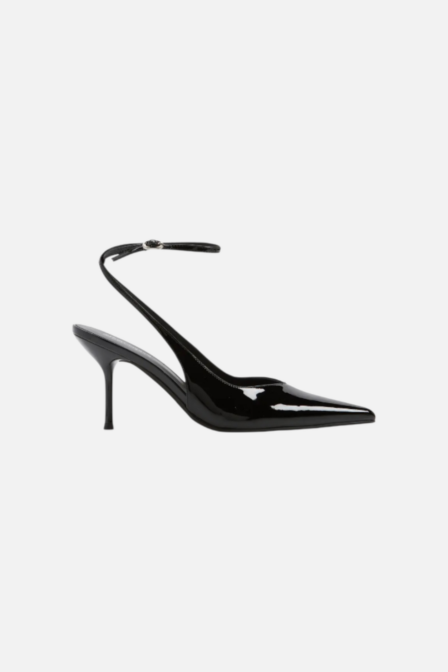 Jeffrey Campbell Women's Executive Ankle Strap Pointed Toe Slingback Pump in Black Patent