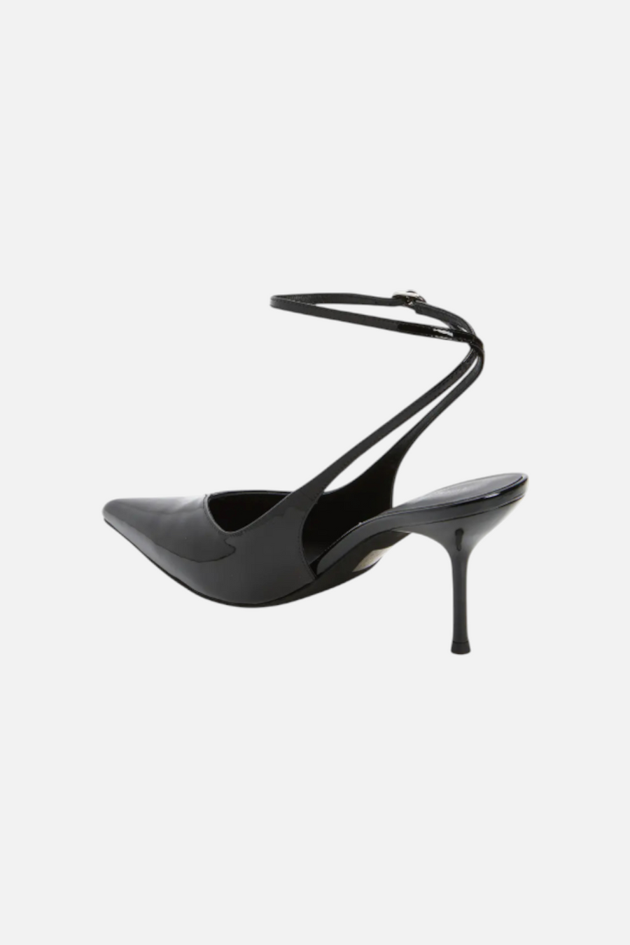Jeffrey Campbell Women's Executive Ankle Strap Pointed Toe Slingback Pump in Black Patent