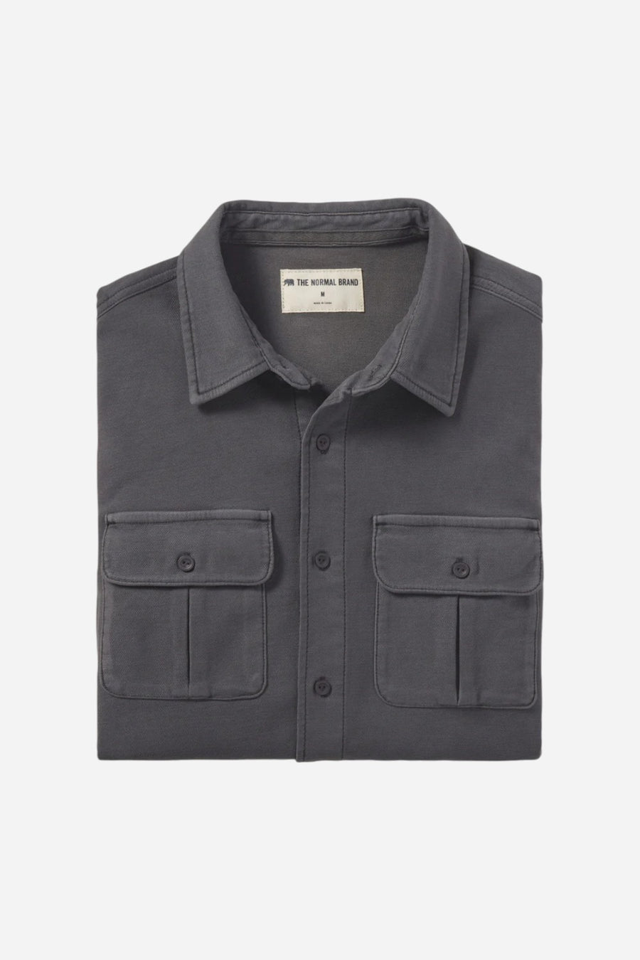 The Normal Brand Comfort Terry Shirt Jacket in Steel