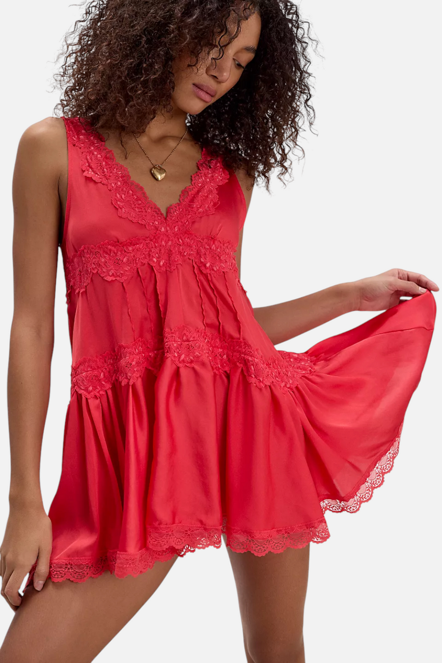 Free People In This Groove Mini Slip in Poppy Red