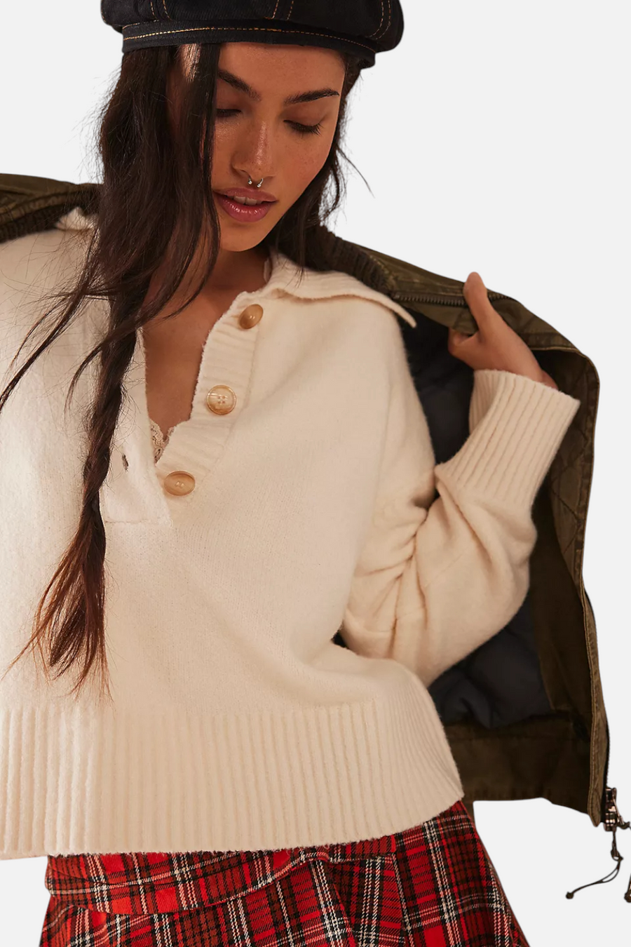 Free People Trading Up Polo in Ivory