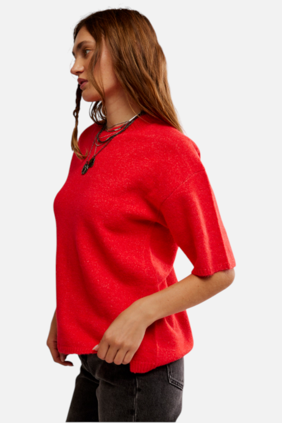 Free People Margot Sweater Tee in Cherry Pop Melange
