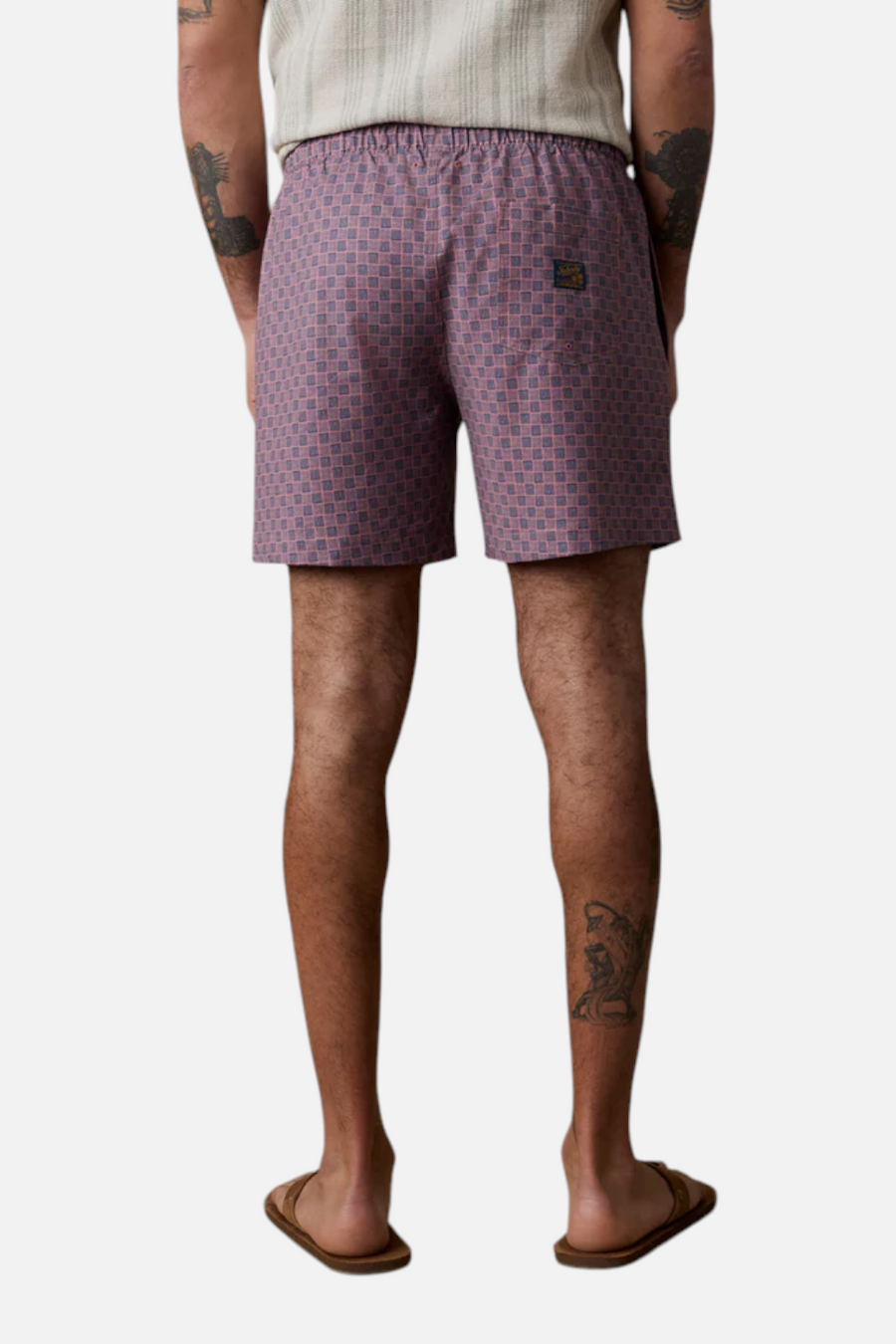 Faherty All Day 6" Inseam Swim Trunks in Navy Clay Brick