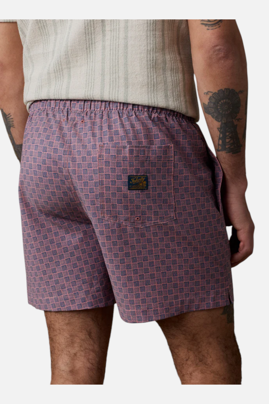 Faherty All Day 6" Inseam Swim Trunks in Navy Clay Brick