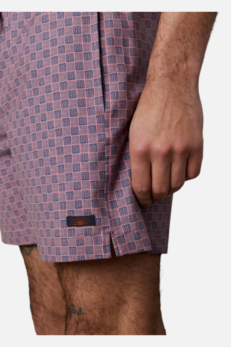 Faherty All Day 6" Inseam Swim Trunks in Navy Clay Brick