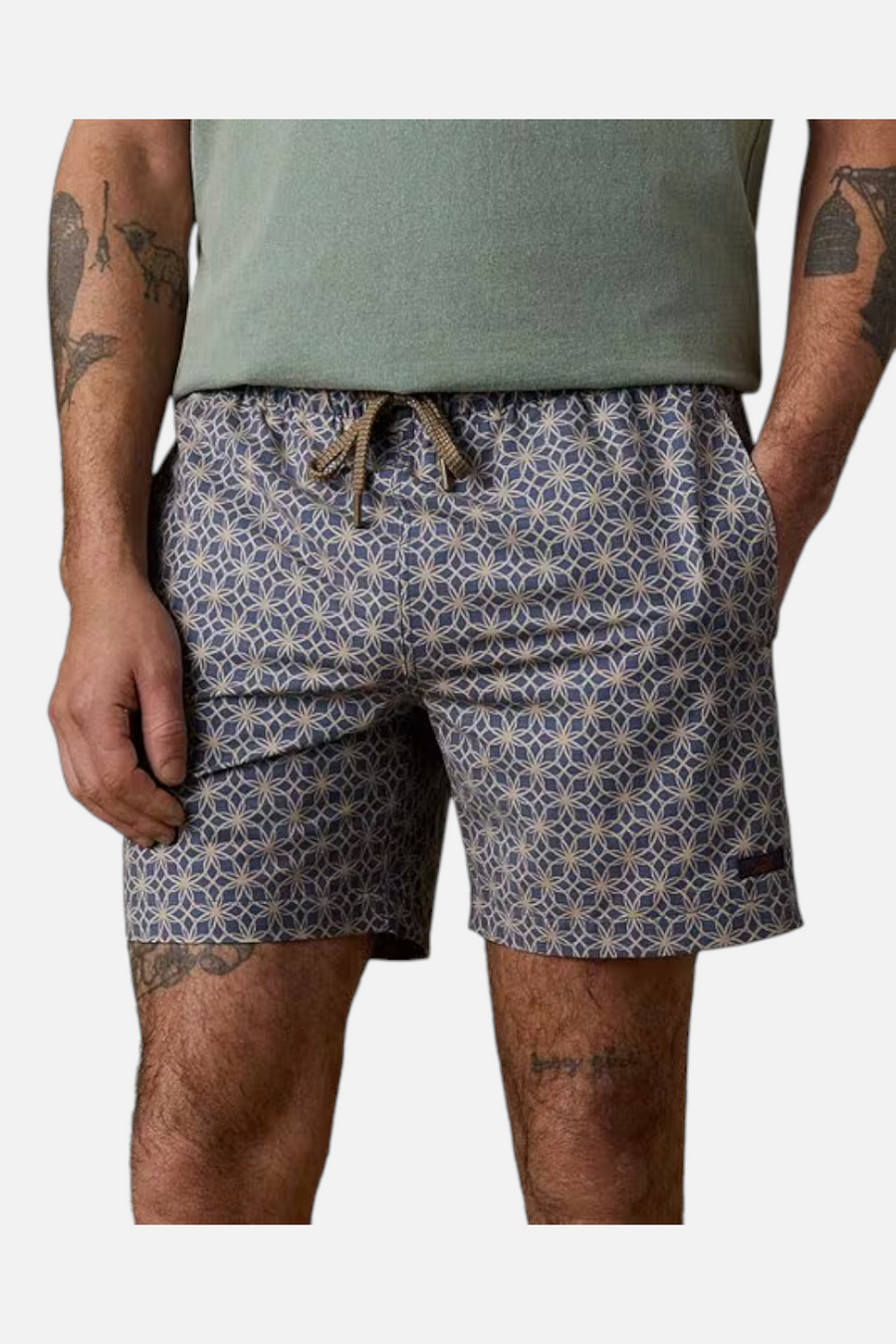 Faherty All Day 6" Inseam Swim Trunks in Golden Lotus Tile