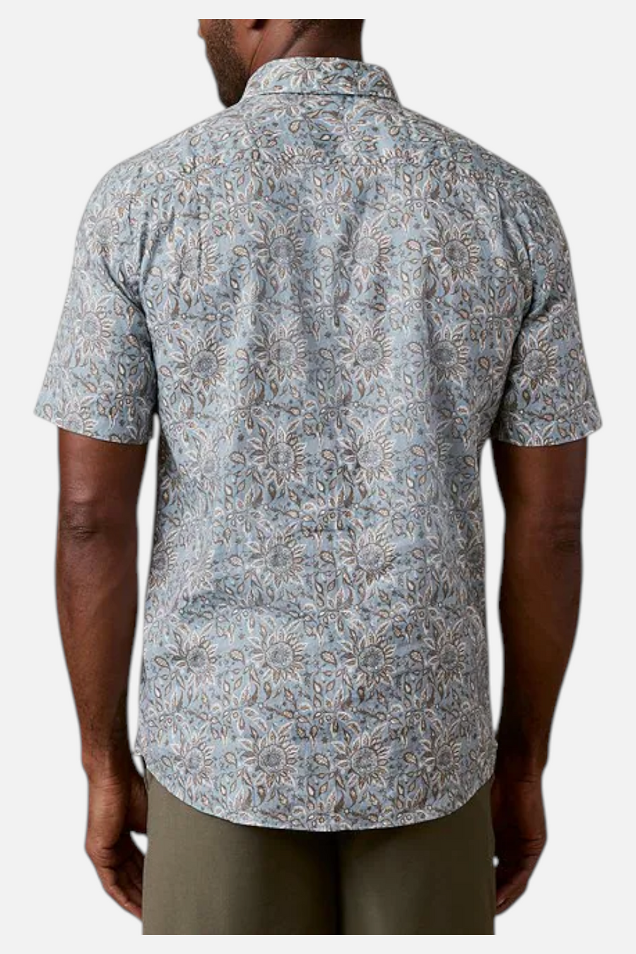 Faherty Breeze Short Sleeve Button Up Shirt in Teal Island Floral
