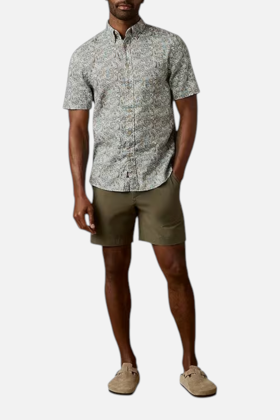 Faherty Breeze Short Sleeve Button Up Shirt in Teal Island Floral