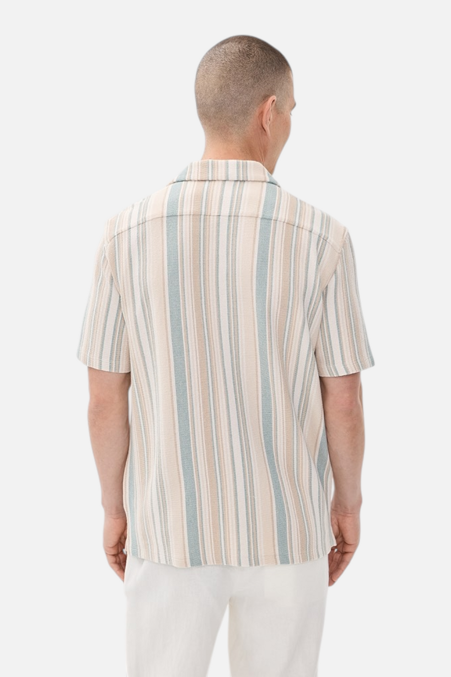 Faherty Oasis Camp Shirt in Teal Cliff Stripe