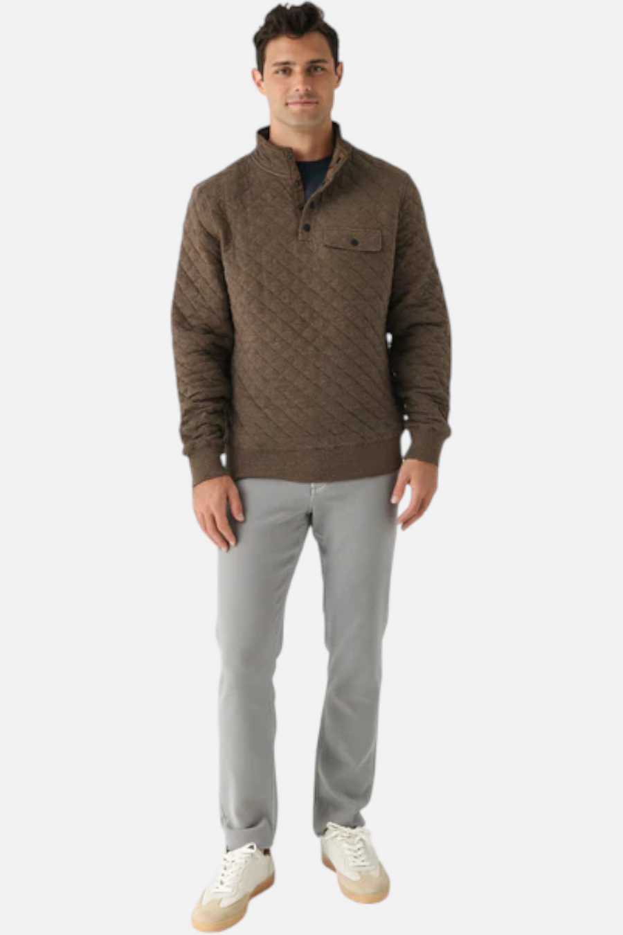 Faherty Men's Epic Quilted Fleece Pullover in Mountain Branch Heather