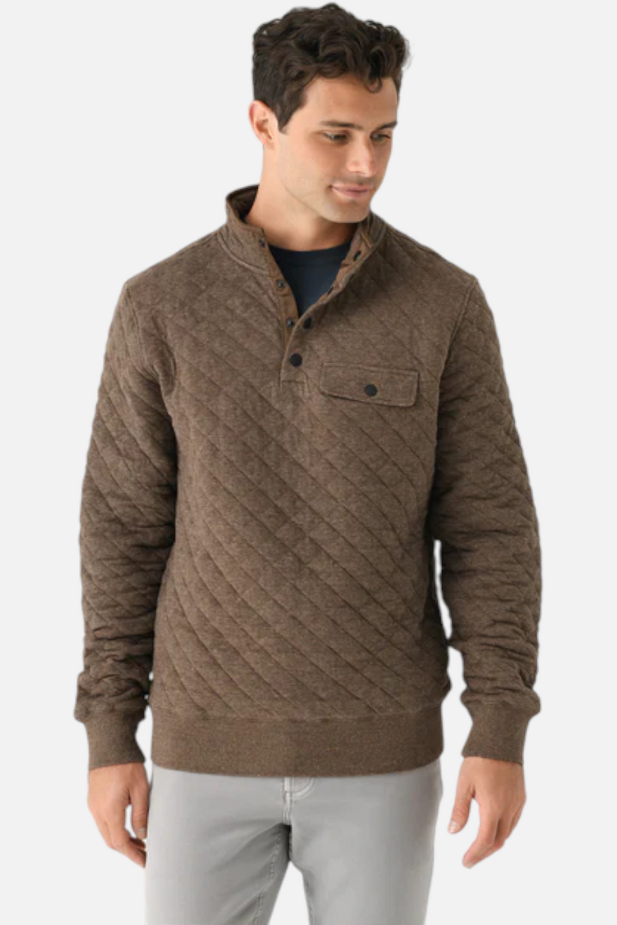 Faherty Men's Epic Quilted Fleece Pullover in Mountain Branch Heather