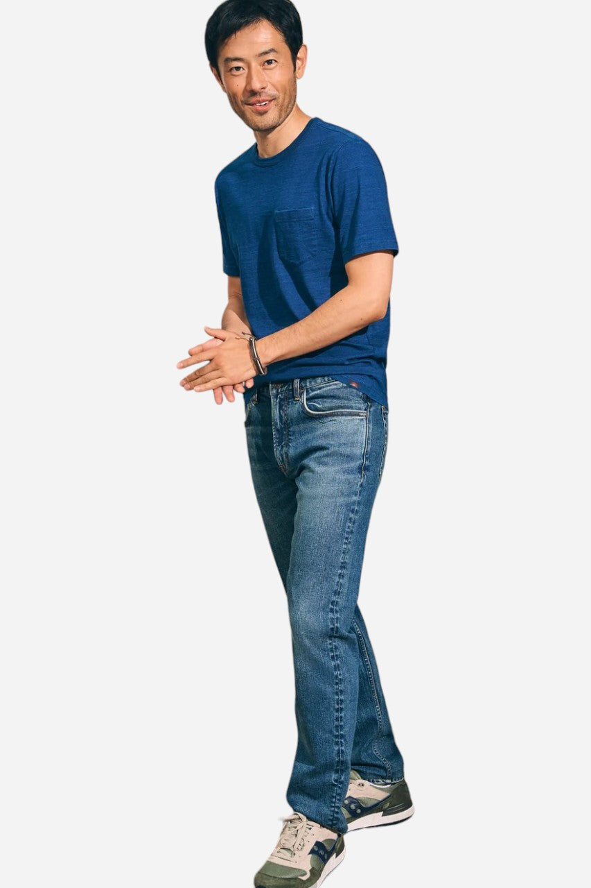 Faherty Short Sleeve Indigo Pocket Tee