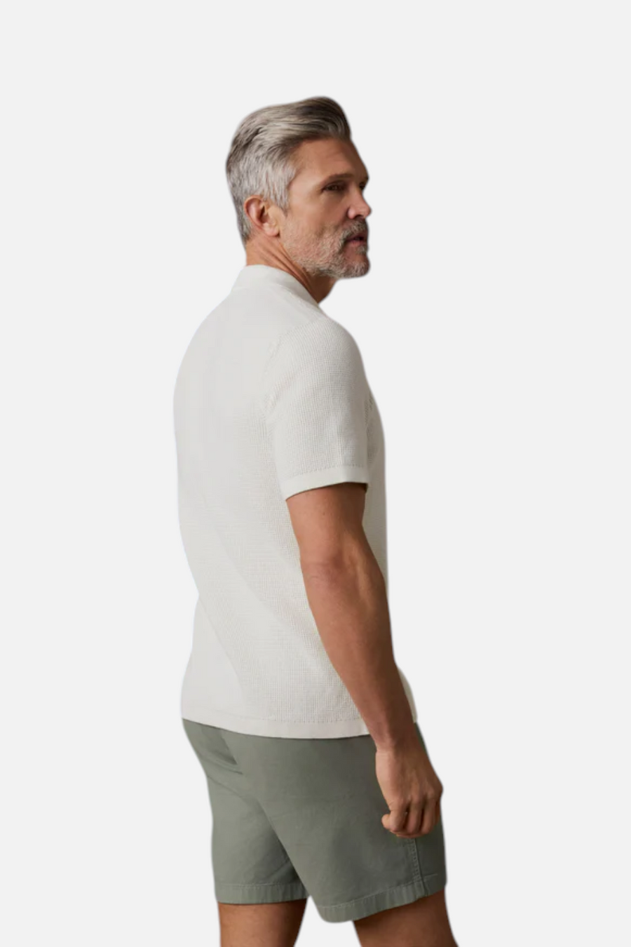 Faherty Short Sleeved Sunwashed Sweater Shirt in White Shell