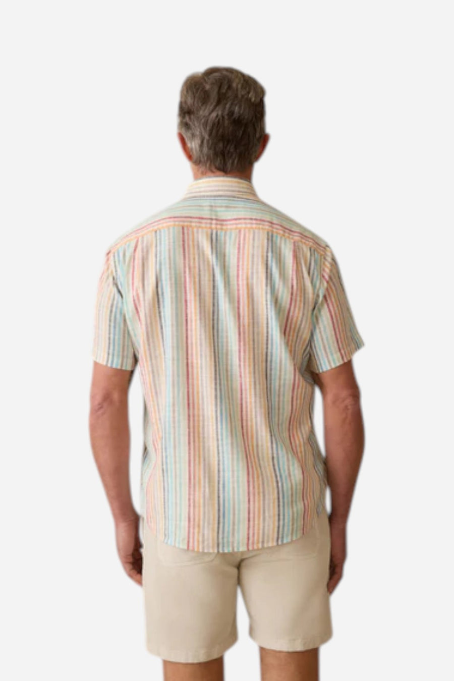 Faherty Short-Sleeve Breeze Shirt in Bay Reef Stripe