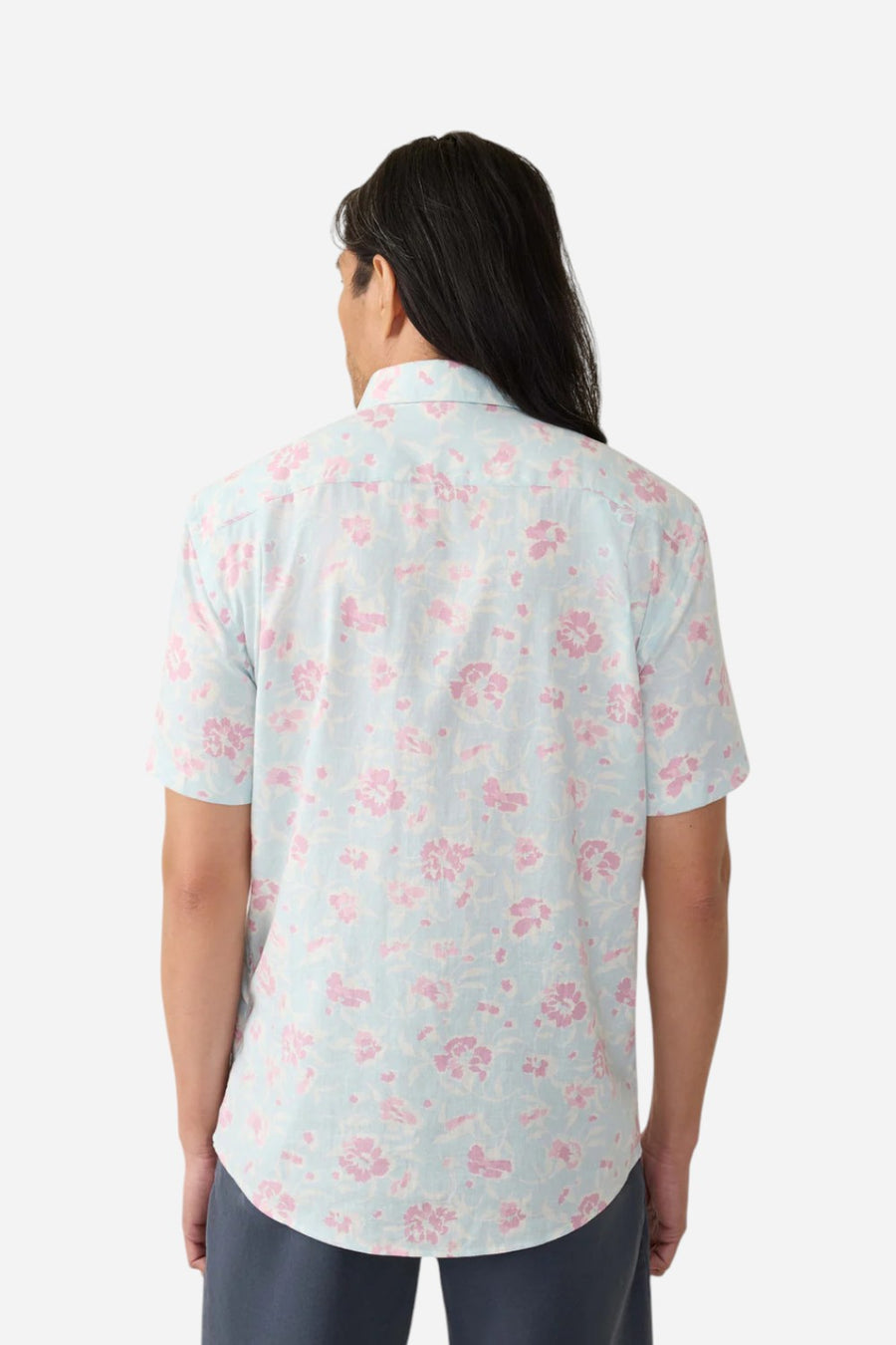 Faherty Short-Sleeve Breeze Shirt in Clear Waters Blossom