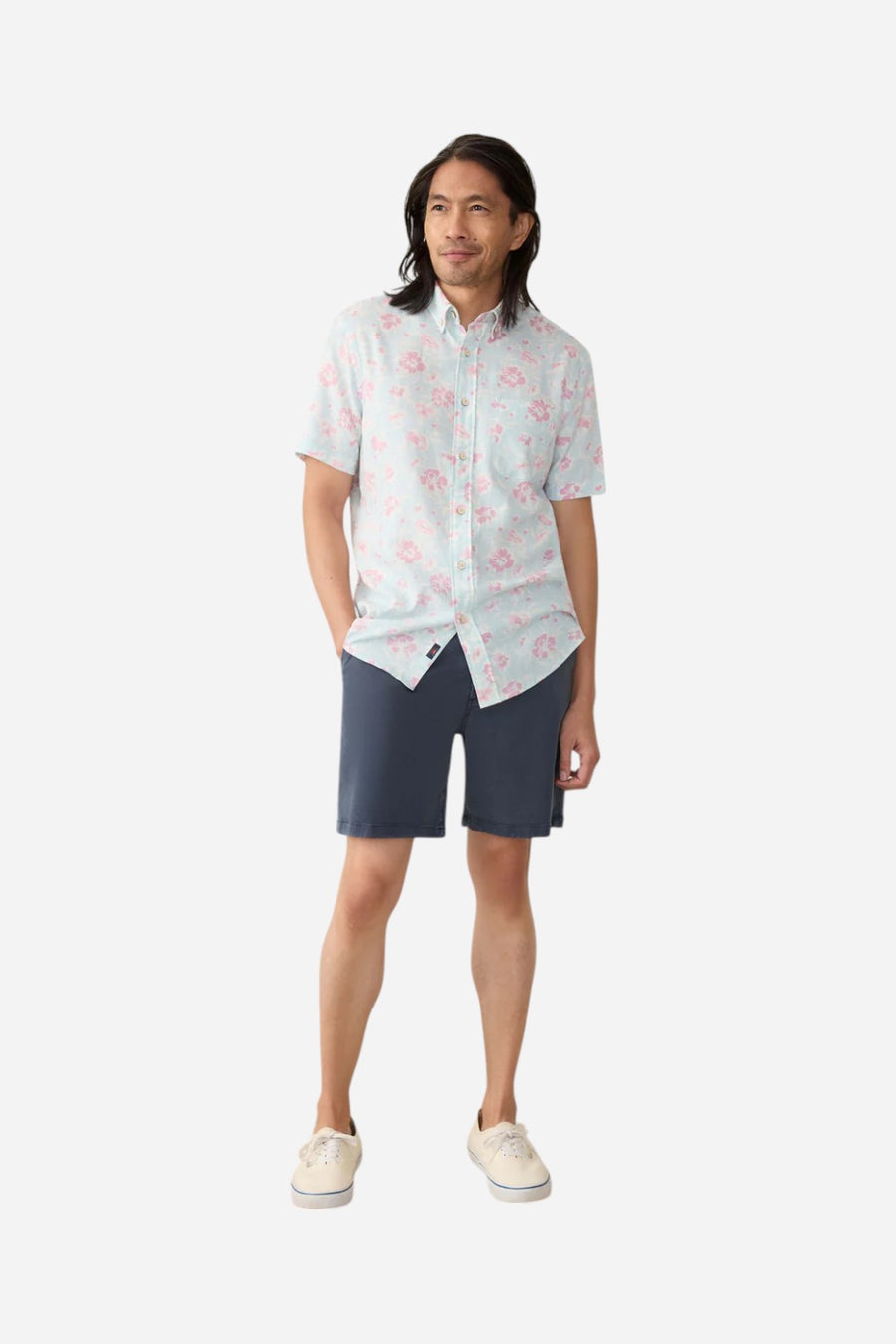 Faherty Short-Sleeve Breeze Shirt in Clear Waters Blossom