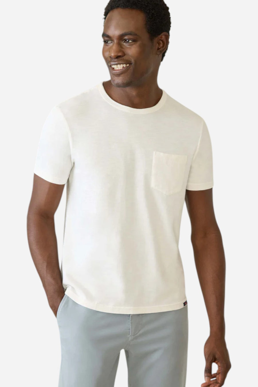 Faherty Sunwashed Pocket Tee in White