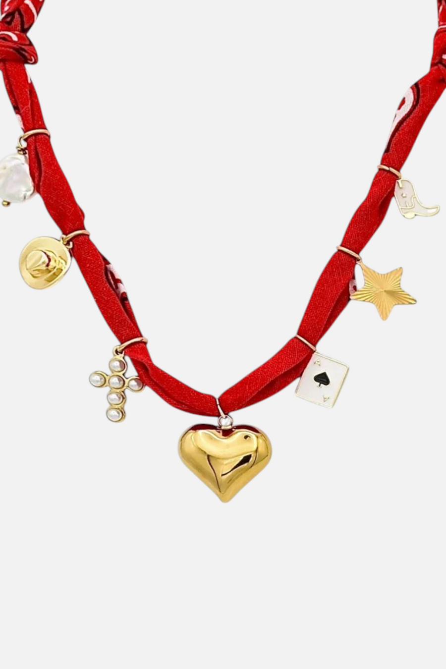 Farrah B Saloon Bandana Charm Necklace in Red
