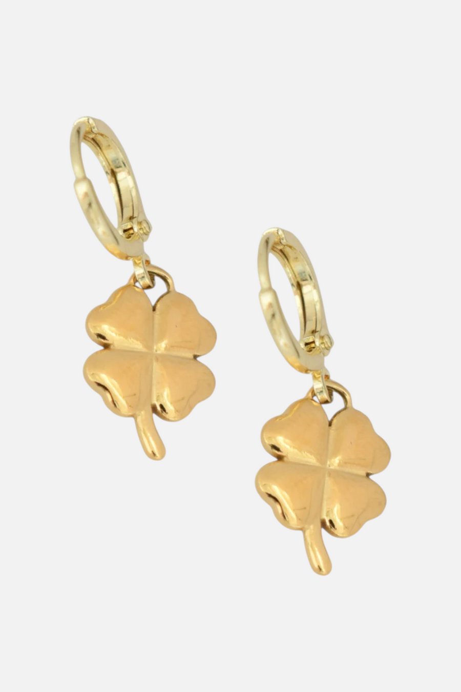 Farrah B Lucky You Shamrock Huggies Earrings in Gold