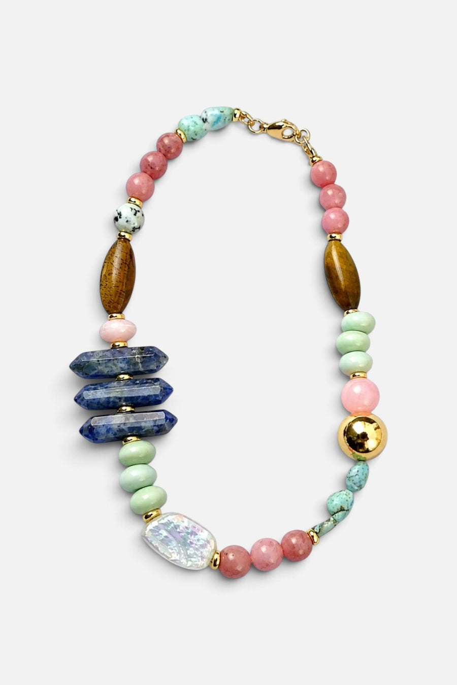 Farrah B Queen Beaded Necklace in Multi and Gold