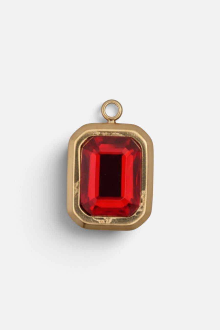 Farrah B Rectangle Gemstone Charm in Red