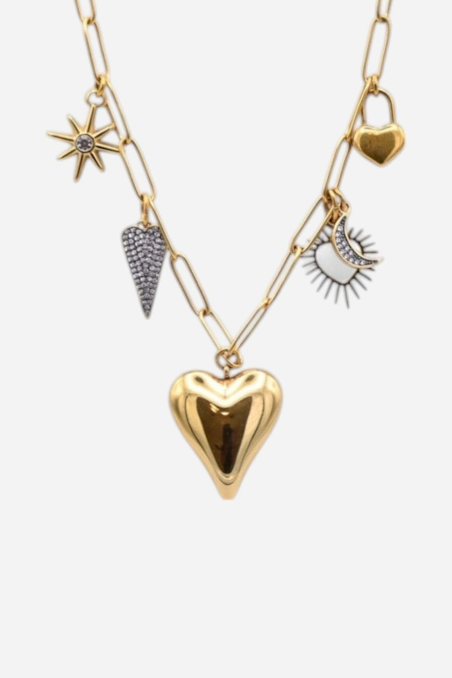 Farrah B Moon and Back Charm Necklace