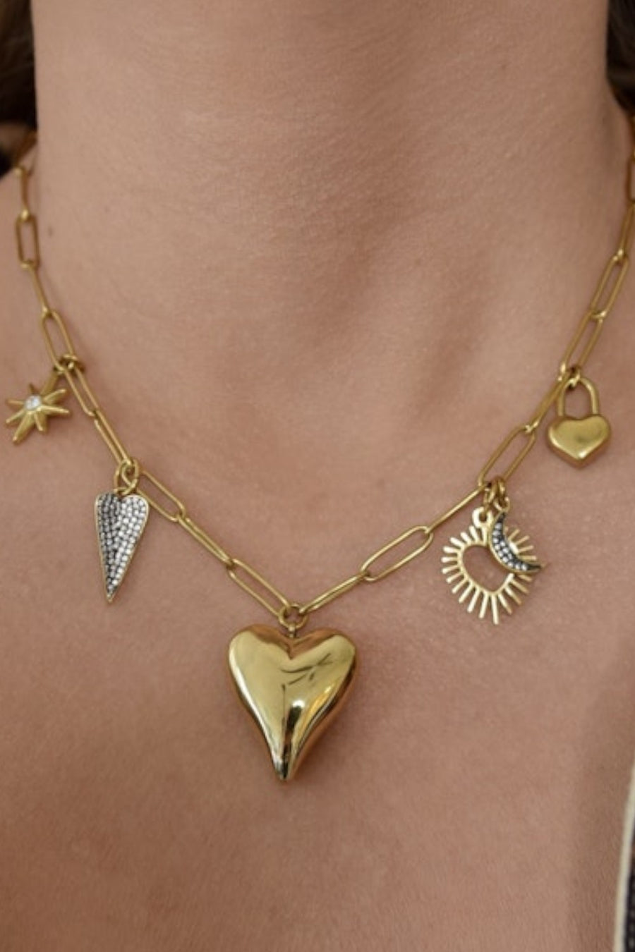 Farrah B Moon and Back Charm Necklace